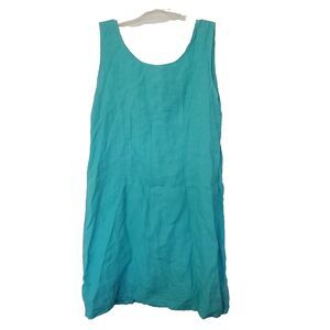Tom-tom California Vtg Linen Sleeveless Women's Casual Slip Dress Small Green